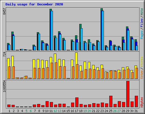 Daily usage for December 2020