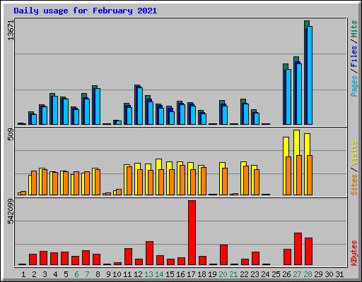 Daily usage for February 2021