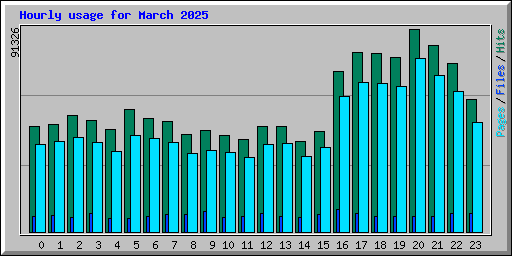 Hourly usage for March 2025